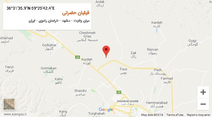 روستای فیلیان حضرتی بر روی نقشه