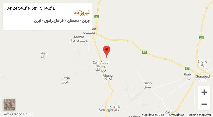 روستای فیروزآباد بر روی نقشه