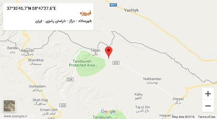 روستای فیروزه بر روی نقشه
