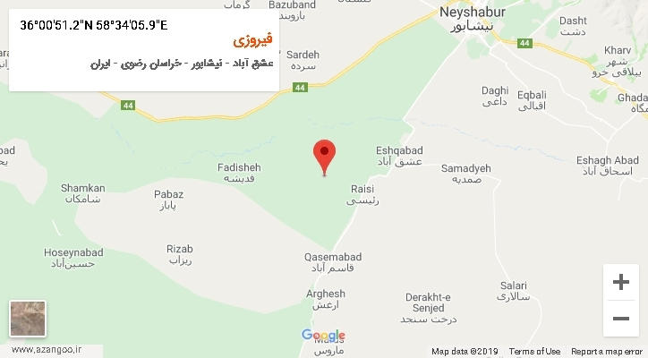 روستای فیروزی بر روی نقشه