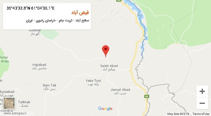 روستای فیض آباد بر روی نقشه