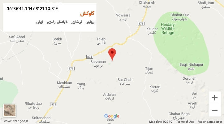 روستای گاوکش بر روی نقشه