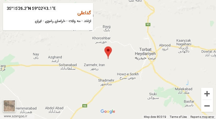 روستای گداعلی بر روی نقشه