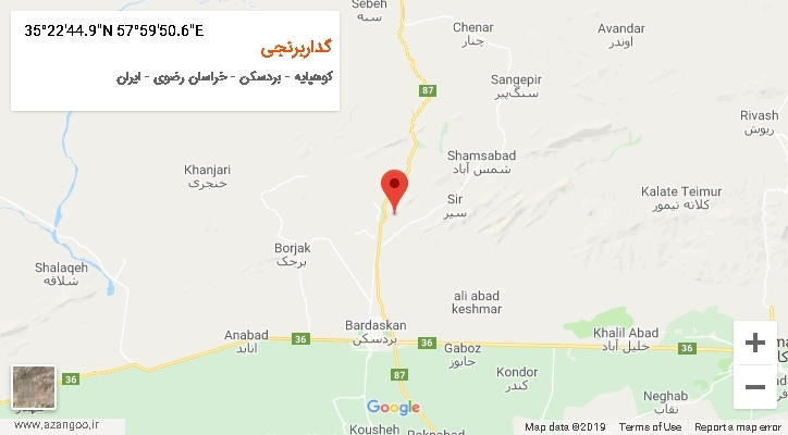 روستای گداربرنجی بر روی نقشه