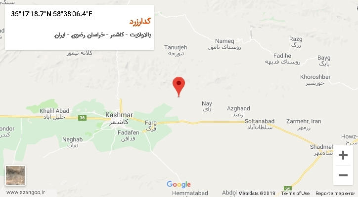 روستای گدارزرد بر روی نقشه
