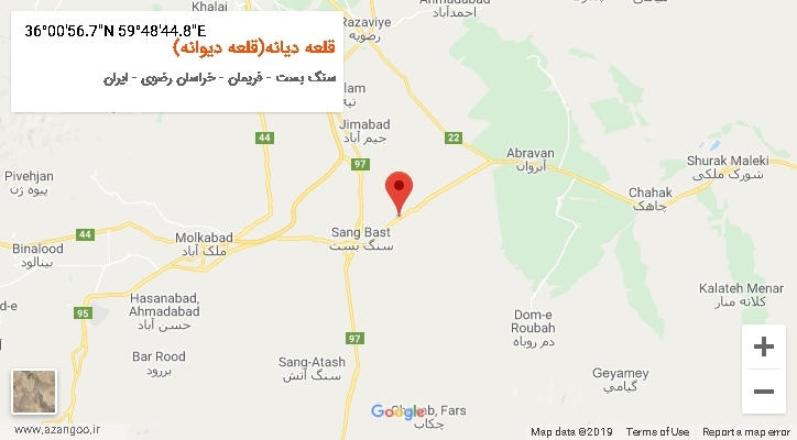 روستای قلعه دیانه(قلعه دیوانه) بر روی نقشه
