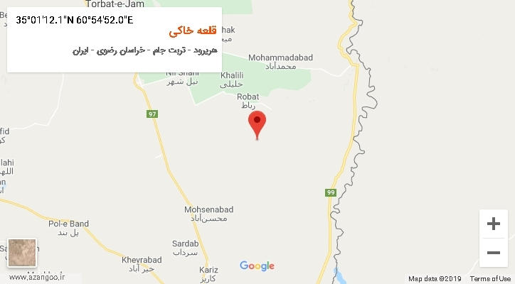 روستای قلعه خاکی بر روی نقشه