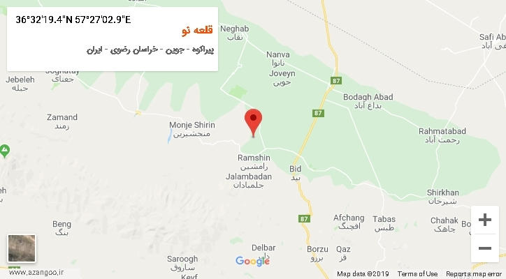روستای قلعه نو بر روی نقشه