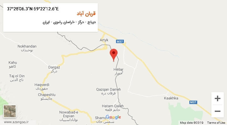 روستای قربان آباد بر روی نقشه