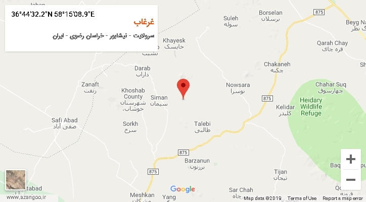 روستای غرغاب بر روی نقشه