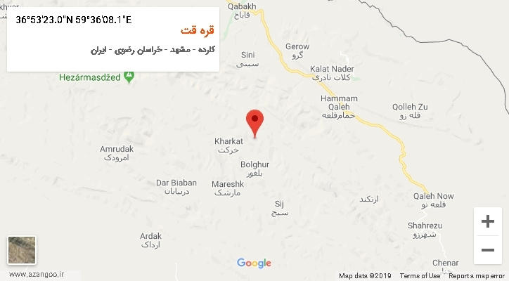 روستای قره قت بر روی نقشه