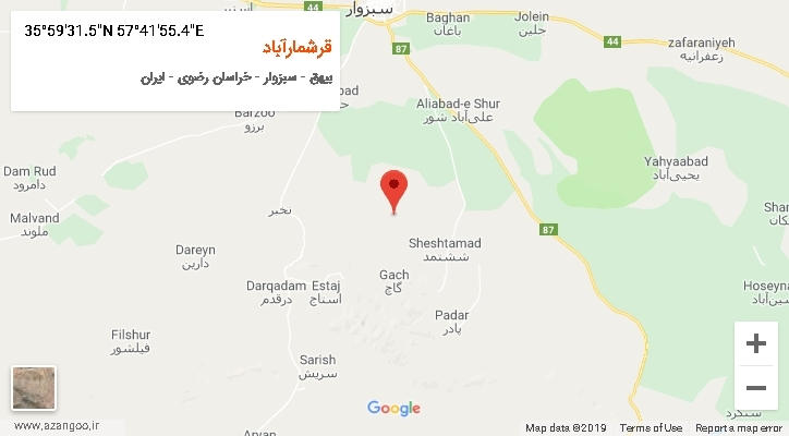 روستای قرشمارآباد بر روی نقشه