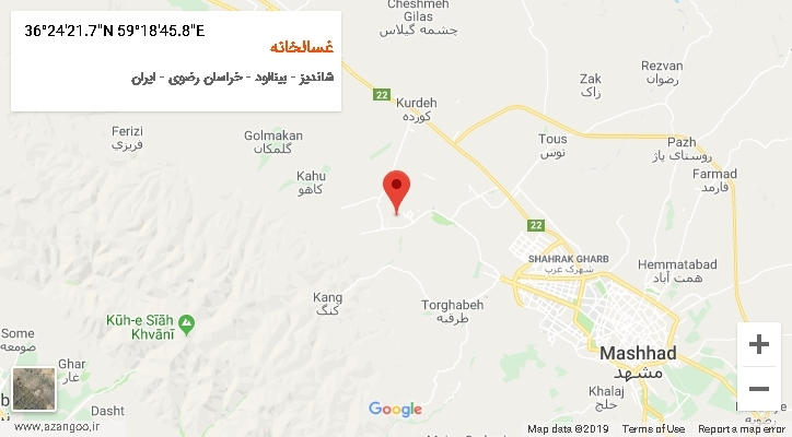 روستای غسالخانه بر روی نقشه