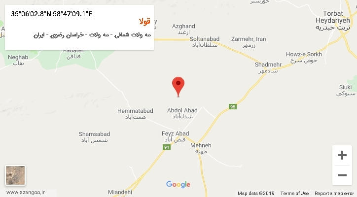 روستای قولا بر روی نقشه