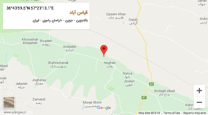 روستای قیاس آباد بر روی نقشه