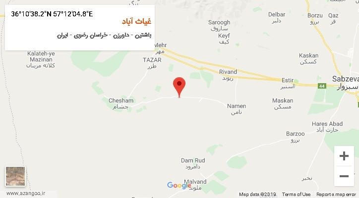 روستای غیاث آباد بر روی نقشه