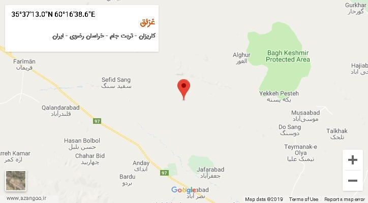 روستای غزلق بر روی نقشه