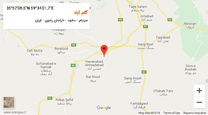 روستای گلم آباد بر روی نقشه