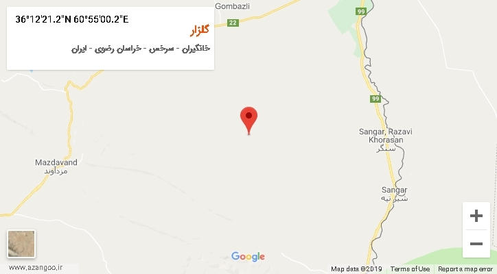 روستای گلزار بر روی نقشه