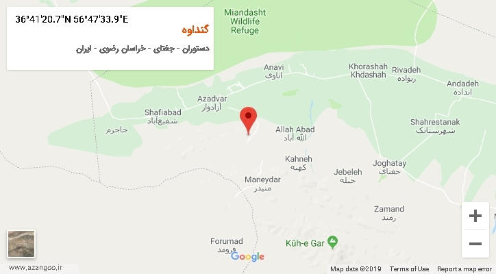 روستای گنداوه بر روی نقشه