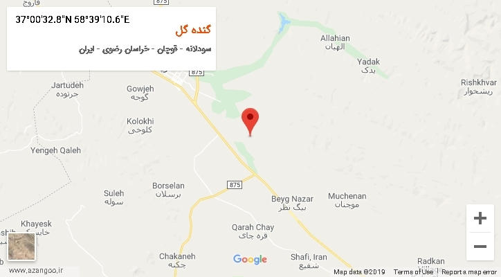 روستای گنده گل بر روی نقشه