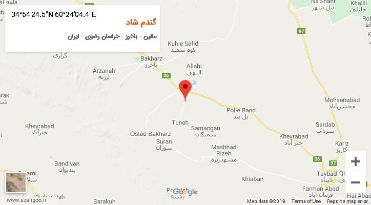 روستای گندم شاد بر روی نقشه