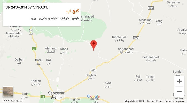 روستای گنج اب بر روی نقشه