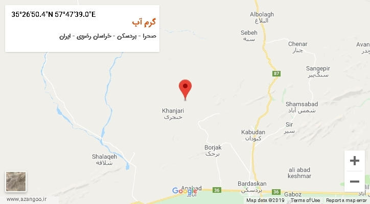 روستای گرم آب بر روی نقشه
