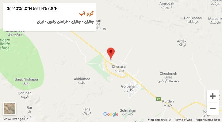 روستای گرم آب بر روی نقشه