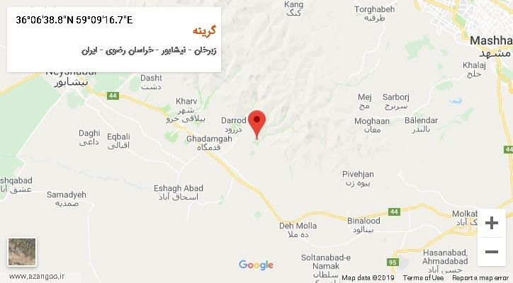 روستای گرینه بر روی نقشه