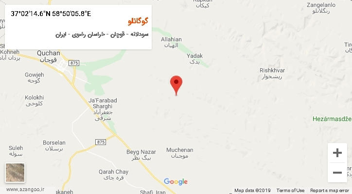 روستای گوگانلو بر روی نقشه