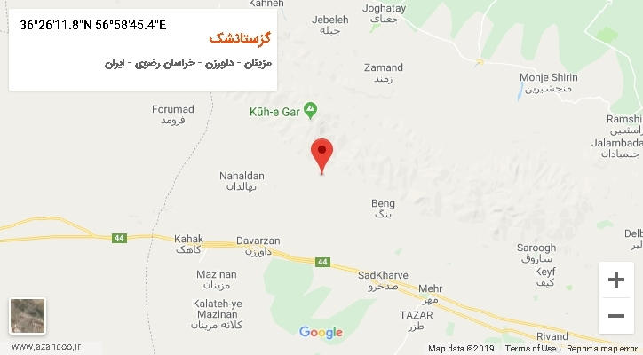 روستای گزستانشک بر روی نقشه