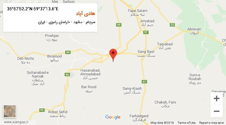 روستای هادی آباد بر روی نقشه