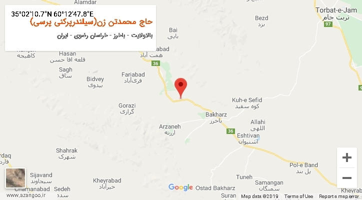 روستای حاج محمدتن زن(سیلندرپرکنی پرسی) بر روی نقشه