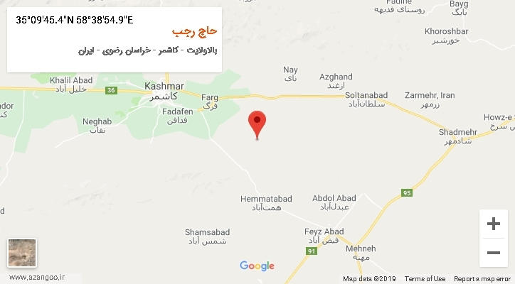 روستای حاج رجب بر روی نقشه