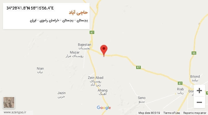 روستای حاجی آباد بر روی نقشه