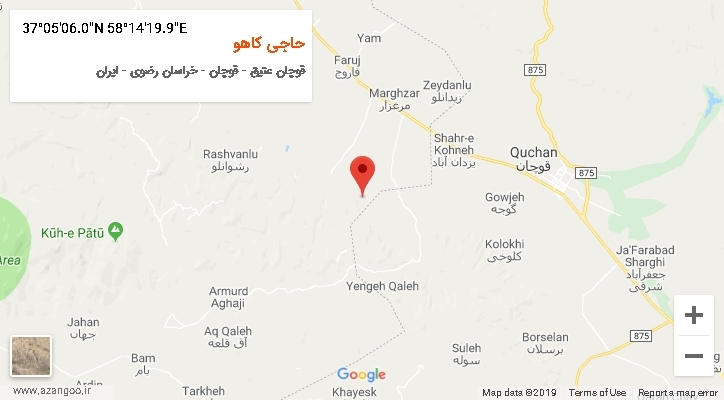 روستای حاجی کاهو بر روی نقشه