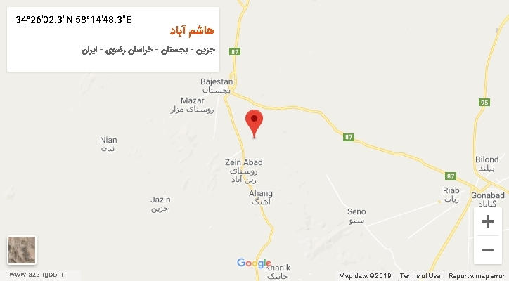 روستای هاشم آباد بر روی نقشه