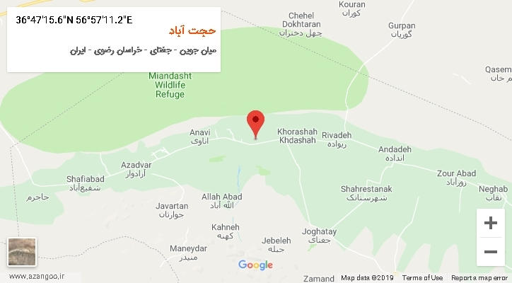 روستای حجت آباد بر روی نقشه