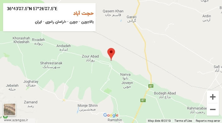 روستای حجت آباد بر روی نقشه