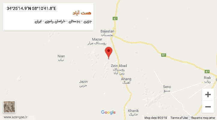 روستای همت آباد بر روی نقشه