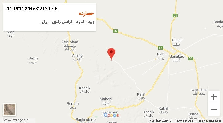 روستای حصارده بر روی نقشه