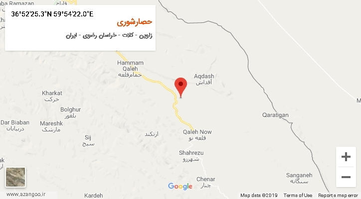 روستای حصارشوری بر روی نقشه