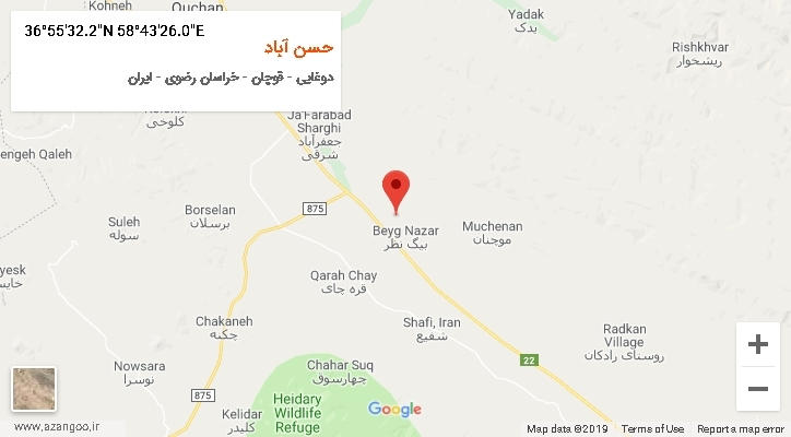 روستای حسن آباد بر روی نقشه