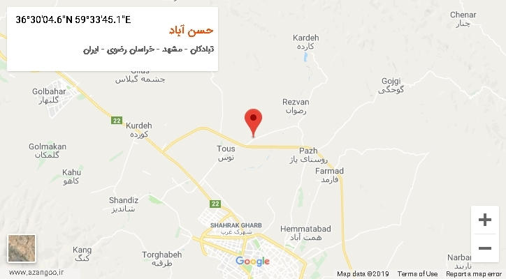 روستای حسن آباد بر روی نقشه