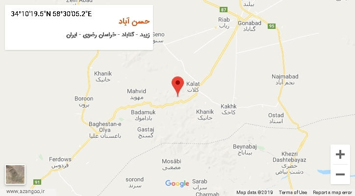 روستای حسن آباد بر روی نقشه