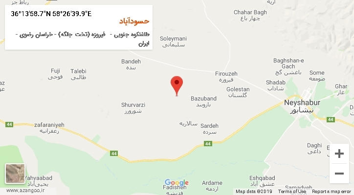 روستای حسودآباد بر روی نقشه