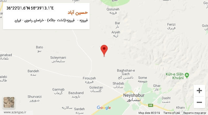 روستای حسین آباد بر روی نقشه
