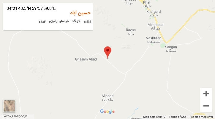 روستای حسین آباد بر روی نقشه