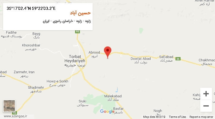 روستای حسین آباد بر روی نقشه